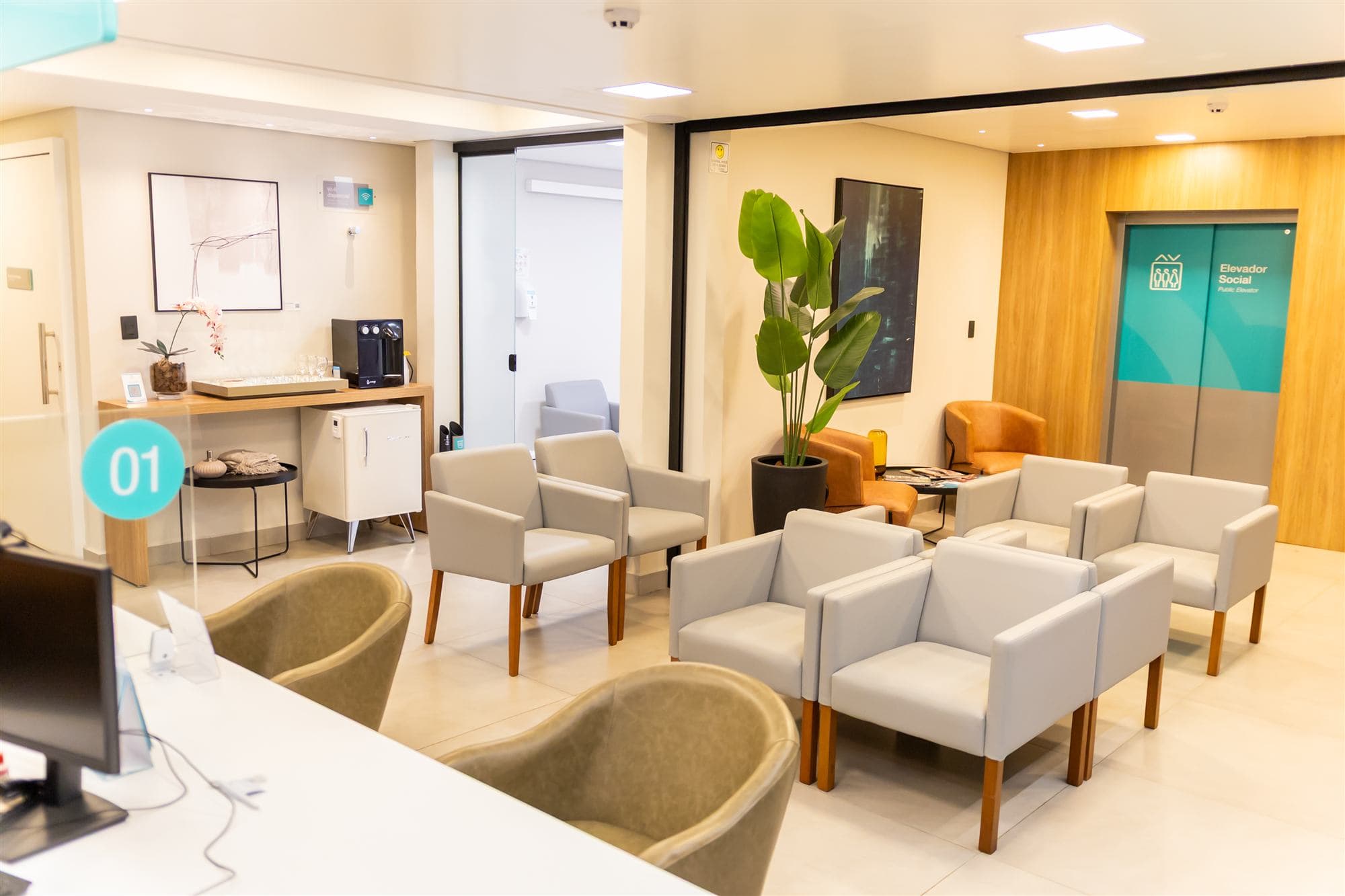 Sala de espera da Oncoclínicas Uberaba